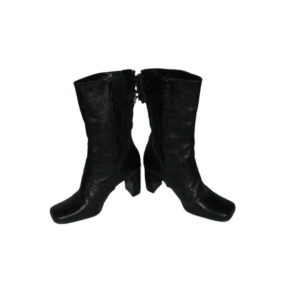 Nine West Boots Vintage 90's y2k Black Square Toe Corset Goth Witchy Bratz Doll - Picture 8 of 16